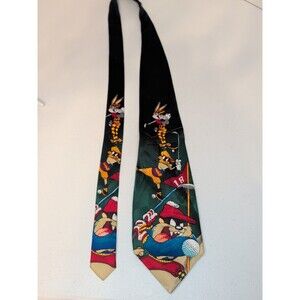 Vintage 1996 Looney Tunes Dress Tie Golf Theme Men's Sylvester Taz Bugs Daffy
